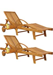 Casaria Tumbonas jardín Tami Sun set de 2 madera de acacia