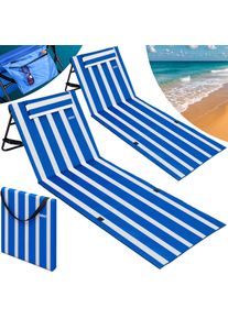 Detex Strandmat set van 2 blauw/wit 158x56x46cm gewatteerd