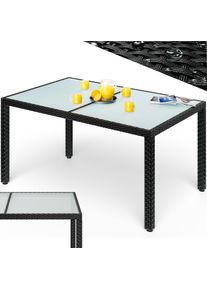 Casaria Polyrotan Tuintafel Zwart 150x90x75cm Glas