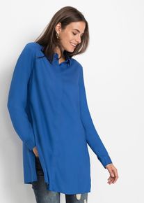 Lange blouse met splitten van soepel vallende viscose - blauw - maat 44 - viscose - bonprix