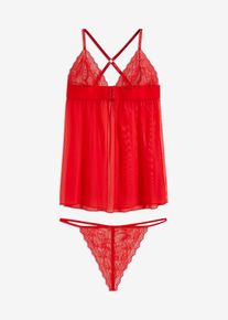 Babydoll en string (2-dlg. set) - rood - maat 44/46 (L) - bonprix