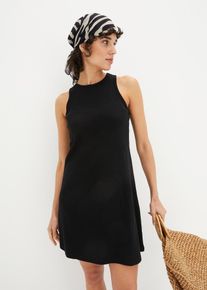 Korte geribde jurk met biologisch katoen - zwart - maat 56/58 (3XL) - met katoen - bonprix
