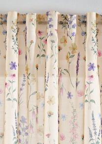 Transparant gordijn met print (set van 2) - beige - maat 245x135 cm - bonprix