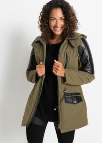 Parka met imitatieleer - groen - maat 34 - imitatieleer - bonprix