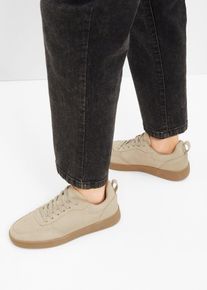 Sneakers van leer - beige - maat 40 - suède - bonprix