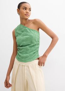 One shoulder top van gestructueerd materiaal - groen - maat 40/42 (M) - met katoen - bonprix