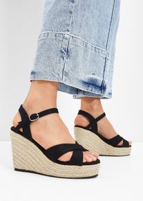 Sandaletten met sleehak - zwart - maat 38 - vegan - bonprix