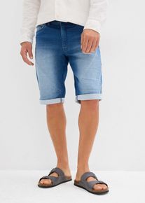 Sweat jeans bermuda relaxed fit - blauw - maat 33 - met katoen - bonprix