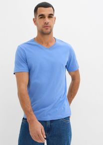 T-shirt met V-hals (set van 3) - blauw - maat 44/46 (S) - 100% katoen - bonprix