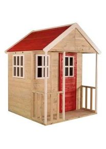 WENDI TOYS Xxxl Spielhaus , Naturfarben, Rot , Holz , Kiefer , 120x155x120 cm , Freizeit & Co, Gartenspielzeug, Spielhäuser