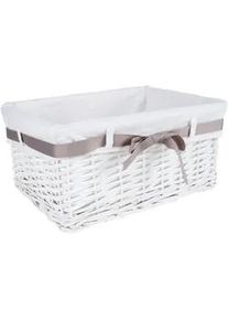Landscape Regalkorb , Grau, Weiß , Textil , Weide , massiv , 5 l , rechteckig , 25x16x35 cm , Innenfutter, handgemacht , Ordnen & Aufbewahren, Dekoboxen & Aufbewahrungsboxen, Regalboxen & Stehsammler