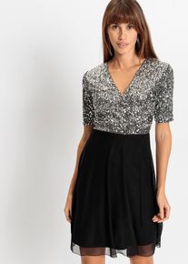 Minikleid mit Pailletten, silber, Größe 32/34 (XS), bonprix