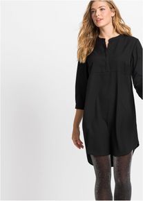 Blusenkleid mit kurzer Knopfleiste, schwarz, Größe 40, bonprix