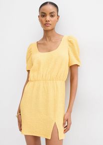 Shirtkleid aus strukturiertem Crêpe, gelb, Größe 40/42 (M), bonprix