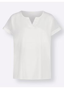 Dames Comfortabele blouse met vaste mouwomslag in ecru ,maat 38, WITT, 100% Polyester