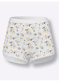 Dames Hipster in set van 2 in wit bedrukt + zwart bedrukt ,maat 36/38, WITT, 95% Katoen, 5% Elastan