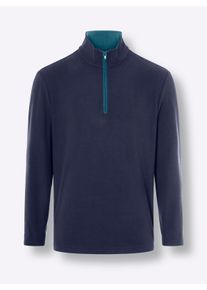 Heren Fleeceshirt met rits in marine ,maat 44/46, WITT, 100% Polyester