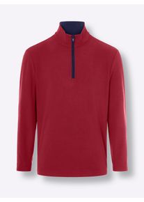 Heren Fleeceshirt met rits in kers ,maat 44/46, WITT, 100% Polyester