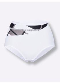 wäschepur Dames Tailleslip in wit geprint ,maat 36/38, Witt, 95% Katoen, 5% Elastan