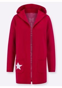 Dames Lang vest met opschrift in rood gedessineerd ,maat 38, WITT, 100% Polyacryl