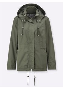 Dames Jack met capuchon en opstaande kraag in kaki ,maat 38, WITT, 65% Polyester, 35% Katoen