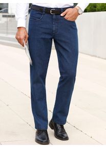 Herren Jeans mit Gürtel in blue-stone-washed ,Größe 46, WITT, 85% Baumwolle, 14% Polyester, 1% Elasthan