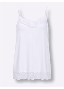 Dames Top in wit ,maat 36/38, WITT, 95% Modal, 5% Elastan. Kant: 91% Polyamide, 9% Elastan
