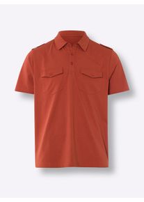 Heren Poloshirt met korte mouwen in roestrood ,maat 44/46, WITT, 100% Katoen