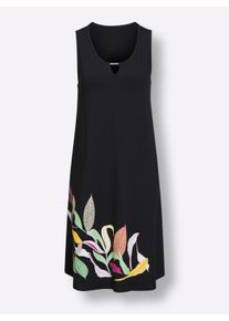feel good Dames Zomerjurk met siergesp bij de hals in zwart/fuchsia ,maat 36/38, Witt, 95% Viscose, 5% Elastan