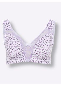 Damen Entlastungs-BH mit gepolsterten Tr&auml;gern in wei&szlig;-flieder-bedruckt ,Gr&ouml;&szlig;e 80E, WITT, 82% Polyamid, 18% Elasthan