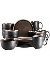 Mäser Mäser Frühstücksservice , Schwarz, Greige , Keramik , 18-teilig , Geschirr, Geschirrsets, Kaffeeservice