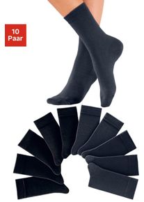 H.I.S. Dames Vrijetijdssokken in 5x zwart, 5x marine ,maat 35/36, Witt, 76% Katoen, 23% Polyamide, 1% Elastan