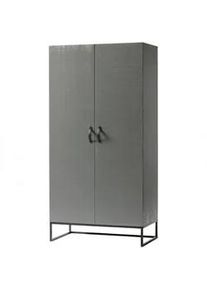 Livetastic Drehtürenschrank , Grau , Leder , Kiefer , massiv , 4 Fächer , 100x195x53 cm , Schlafzimmer, Komplette Schlafzimmer und Serien, Schlafzimmerserien