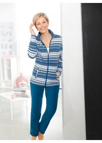 feel good Dames Huispak met 2 ritszakken in petrol gedessineerd ,maat 36/38, Witt, 100% Polyester