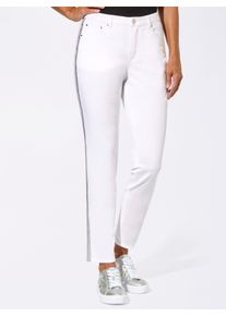 Dames 5-pocketjeans met afkledende galonstrepen in wit ,maat 36, WITT, 96% Katoen, 4% Elastan