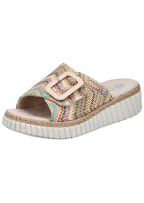 Rieker Pantolette Damen beige / blau / rosa Größe 43