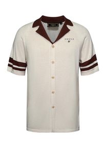 SikSilk Heren Overhemd 'Retro Resort' ecru / wijnrood L