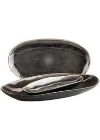 Mäser Mäser Servierplatte , Braun, Schwarz , Keramik , 3-teilig , oval , 19 cm , Geschirr, Tischkultur & Serviergeschirr, Servierplatten