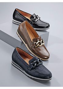 Gabor - Instappers met kettingelement, blauw, Maat 37.5, leer