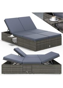 Casaria Polyrotan ligstoel Grijs/Antraciet 200x115x33cm