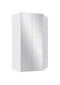 Mid.you Eckkleiderschrank , Weiß , Glas , 9 Fächer , 120x236x120 cm , BQ - Bündnis für Qualität, Made in Germany, DIN EN ISO 9001 , umfangreiches Zubehör erhältlich, in verschiedenen Größen erhältlich, in verschiedenen Holzdekoren erhältlich, Schrankfront mit Spiegel , Schlafzimmer, Kleiderschränke, Eckschränke