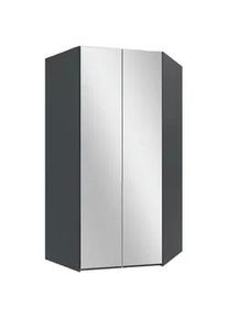 Mid.you Eckkleiderschrank , Graphitfarben , Glas , 9 Fächer , 120x236x120 cm , BQ - Bündnis für Qualität, Made in Germany, DIN EN ISO 9001 , in verschiedenen Größen erhältlich, in verschiedenen Holzdekoren erhältlich, Schrankfront mit Spiegel , Schlafzimmer, Kleiderschränke, Eckschränke