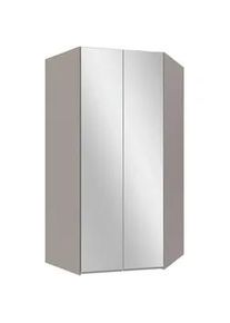 Mid.you Eckkleiderschrank , Grau, Sahara , Glas , 9 Fächer , 120x236x120 cm , BQ - Bündnis für Qualität, Made in Germany, DIN EN ISO 9001 , umfangreiches Zubehör erhältlich, in verschiedenen Größen erhältlich, in verschiedenen Holzdekoren erhältlich, Schrankfront mit Spiegel , Schlafzimmer, Kleiderschränke, Eckschränke