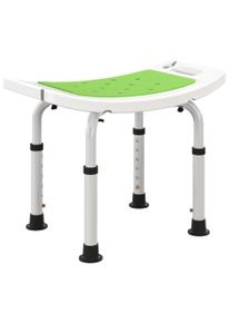 HOMCOM 6-Level Height Adjustable Aluminium Bath Stool with Non-Slip Design, Padded Seat Drainage Holes, Green | Aosom Ireland
