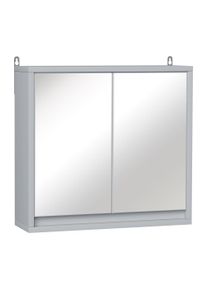 HOMCOM Wall Mounted Mirror Cabinet with Storage Shelf Bathroom Cupboard Double Door Grey | Aosom Ireland