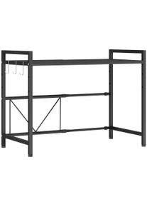 HOMCOM Expandable Microwave Oven Rack with 3 Hooks - Black