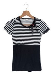 Pussy Deluxe Maglietta a righe Donna, Taglia 34, nero