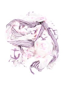 KJ Sciarpa con frange Donna, One Size, bianco