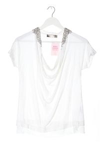 Hallhuber Donna Maglia con scollo a cappuccio Donna, Taglia 34, bianco, Lino