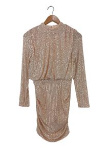 Shein Abito con paillettes Donna, Taglia 34, oro, Poliestere